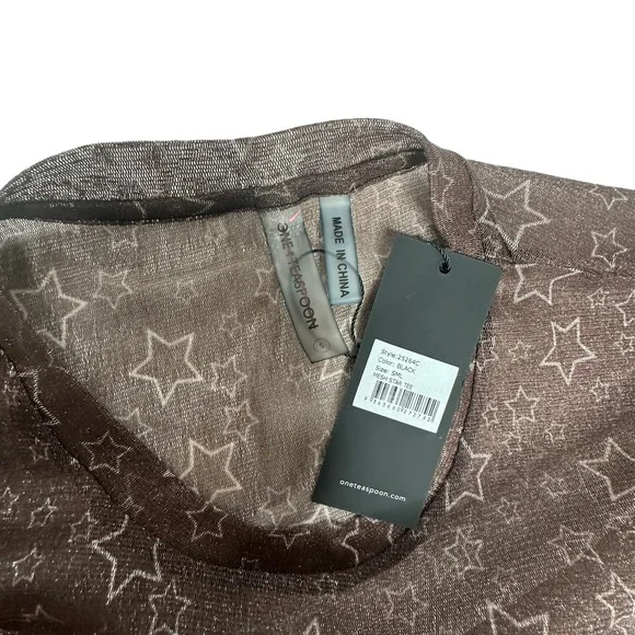 NWT One Teaspoon x Free People Mesh Sensory Star Metallic Tee - Picture 9 of 12